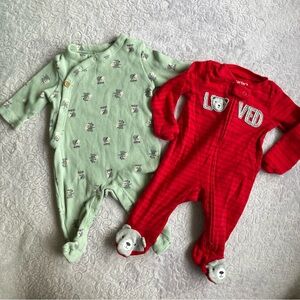 2-Pack Baby Footed Sleepers – Size NB | Cozy Bears + Soft Cotton